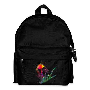 bunte Komposition Waldpilze,Gräser und Ast - Kinder Rucksack - Schwarz - Vorne