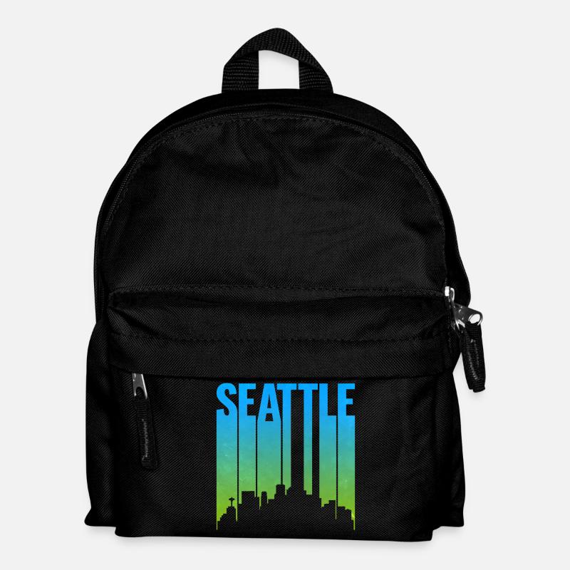 Seattle Neon Skyline Kunstdruck - Kinder Rucksack - Schwarz