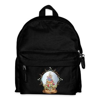 schöne nostalgische Schneekugel mit Weihnachtsbaum - Kinder Rucksack - Schwarz - Vorne