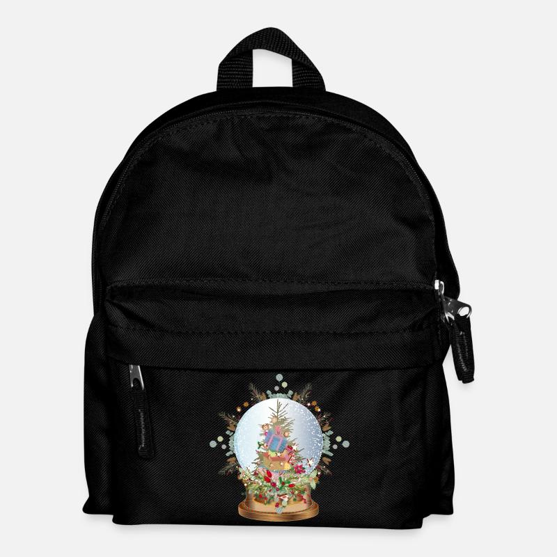 schöne nostalgische Schneekugel mit Weihnachtsbaum - Kinder Rucksack - Schwarz