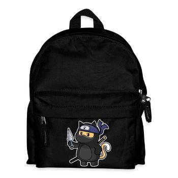 Humour Chat mignon Kawaii Chibi en Ninja Chat - Sac à dos Enfant - noir - Devant