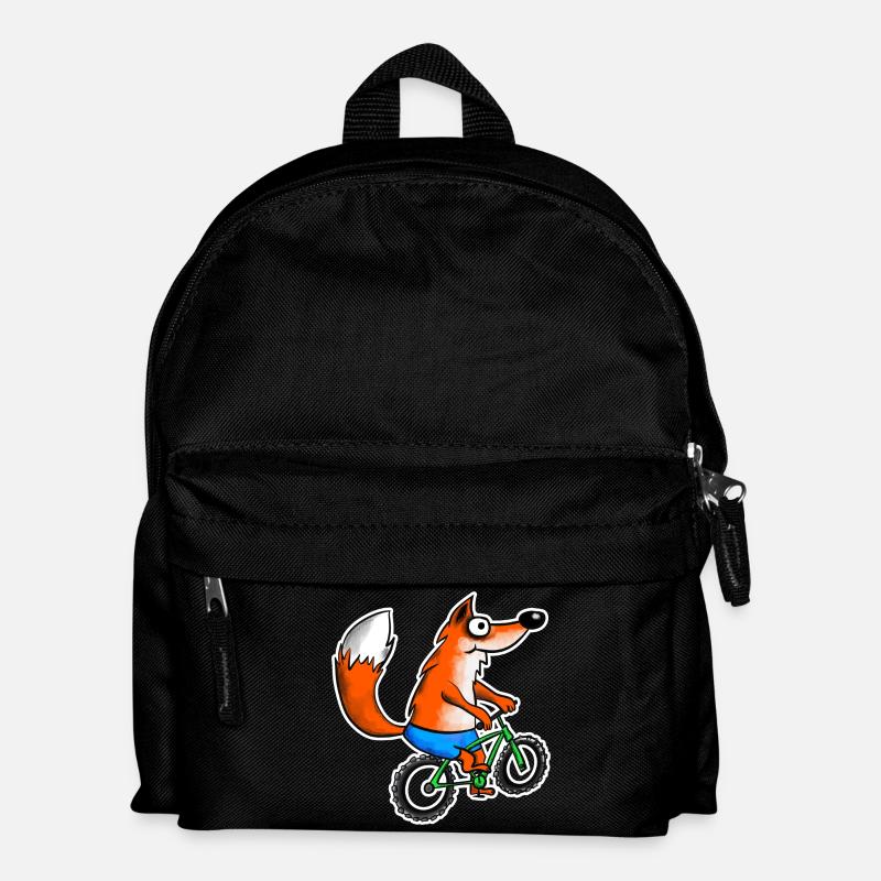 Fuchs mit Mountainbike - Kinder Rucksack - Schwarz