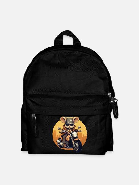 Coole Maus auf dem Motorrad - Kinder Rucksack - Schwarz