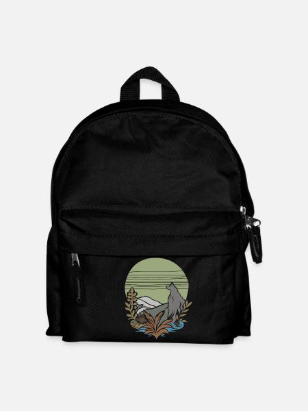 Lone Wolf – Vintage Nature - Kinder Rucksack - Schwarz