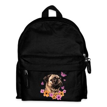 Pug with butterflies - Kids' Backpack - black - Front