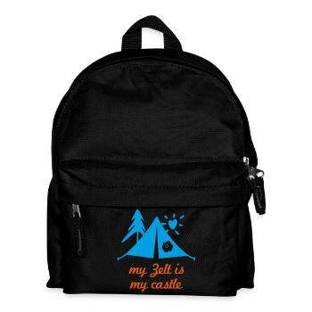 Zelt Zelten Castle cool Sprüche Camping campen Fan - Kinder Rucksack - Schwarz - Vorne