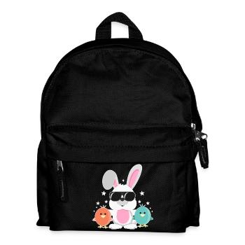 Lapin avec lunettes de soleil, poussin, lapin, lapin de Pâques - Sac à dos Enfant - noir - Devant