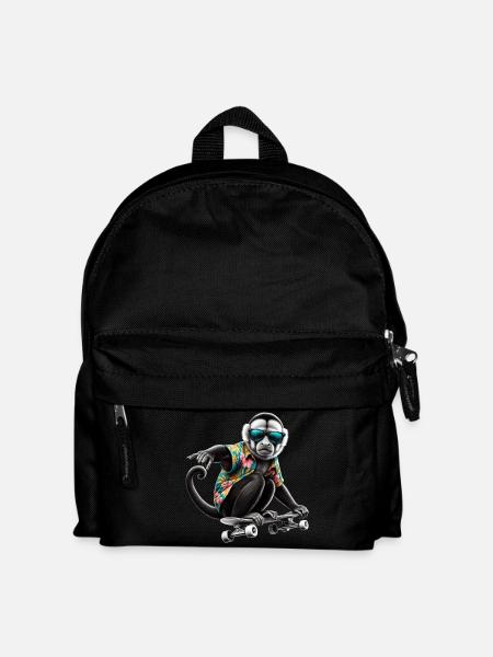 Ein cooler Affe auf einem Skateboard - Kinder Rucksack - Schwarz