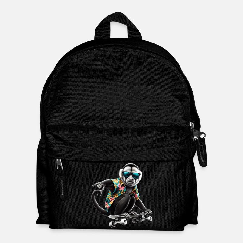 Ein cooler Affe auf einem Skateboard - Kinder Rucksack - Schwarz