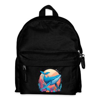 Blue Whale Drawing - Kids' Backpack - black - Front