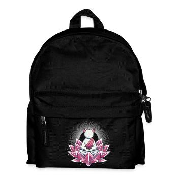 Peaceful meditating cat in lotus flower - Kids' Backpack - black - Front