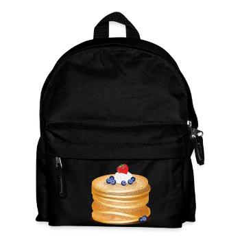 Goldbraune Pancakes mit Beeren und Sahne Motiv - Kinder Rucksack - Schwarz - Vorne