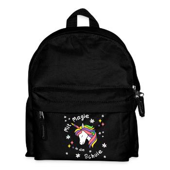 Mit Magie in die Schule - Einhorn - Einschulung - Kinder Rucksack - Schwarz - Vorne