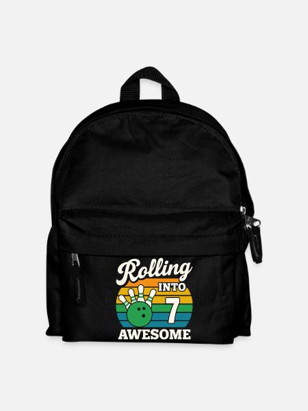 Retro Bowling Inspired 7th Birthday Design - Kids' Backpack - black