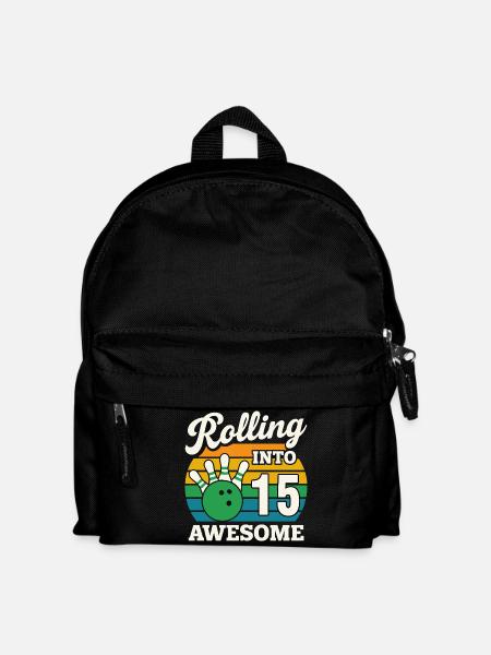 Retro Bowling 15th Birthday Celebration - Kids' Backpack - black