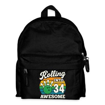 Bowling 34. Geburtstag Feier Grafik - Kinder Rucksack - Schwarz - Vorne