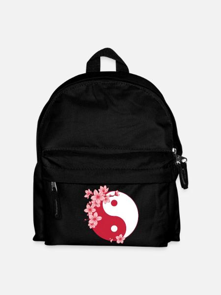 Yin-Yang avec des fleurs de cerisier dans des tons roses - Sac à dos Enfant - noir