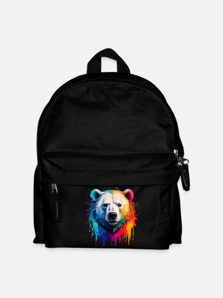 Bunter Eisbärenkopf mit Farbverlauf - Kinder Rucksack - Schwarz