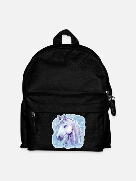Pferd Schneeflocken  - Kinder Rucksack - Schwarz