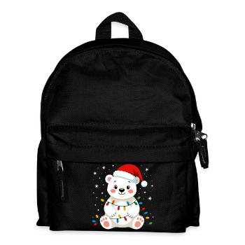 Polar Bear Christmas Cute Funny Fairy Lights North Pole - Kids' Backpack - black - Front