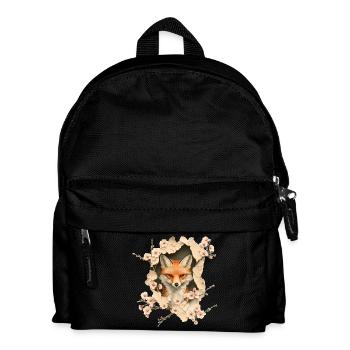 Fuchs mit Kirschblüten - Kinder Rucksack - Schwarz - Vorne