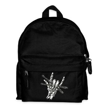 Skeleton Drumsticks Hand – Metal Rock Horns Drumme - Kinder Rucksack - Schwarz - Vorne