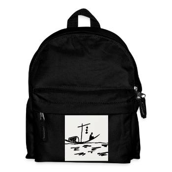 Nachtboot am Fluss - Kinder Rucksack - Schwarz - Vorne