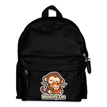 Punch Macaque Holding On - Kids' Backpack - black - Front