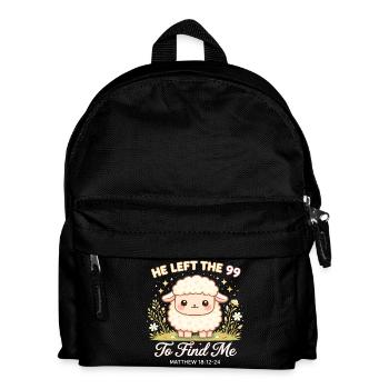 Lammmotiv: Er suchte mich Bibelvers Schaf - Kinder Rucksack - Schwarz - Vorne