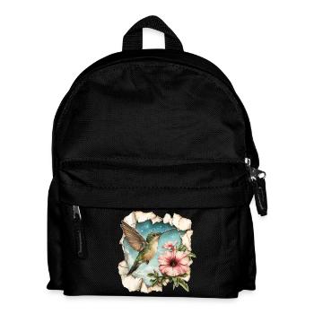 Hummingbird with flower - Kids' Backpack - black - Front