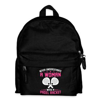 never underestimate a woman with padel racket - Kids' Backpack - black - Front