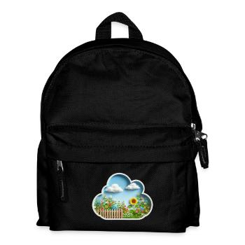 Fleur sur prairie fleurie dans le jardin avec tournesol - Sac à dos Enfant - noir - Devant