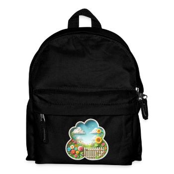 Garden with flower on flower meadow and sunflower - Kids' Backpack - black - Front