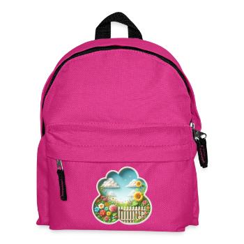 Jardin avec fleur sur prairie fleurie et tournesol - Sac à dos Enfant - fuchsia - Devant