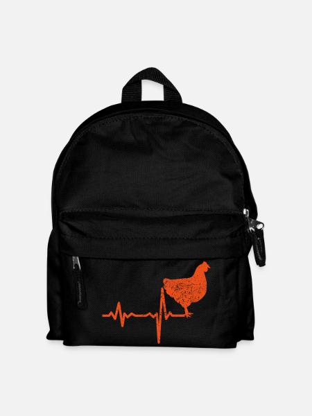 Geschenk Heartbeat Huhn Hahn - Kinder Rucksack - Schwarz