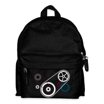 Zahnräder Getriebe Motorblock - Kinder Rucksack - Schwarz - Vorne