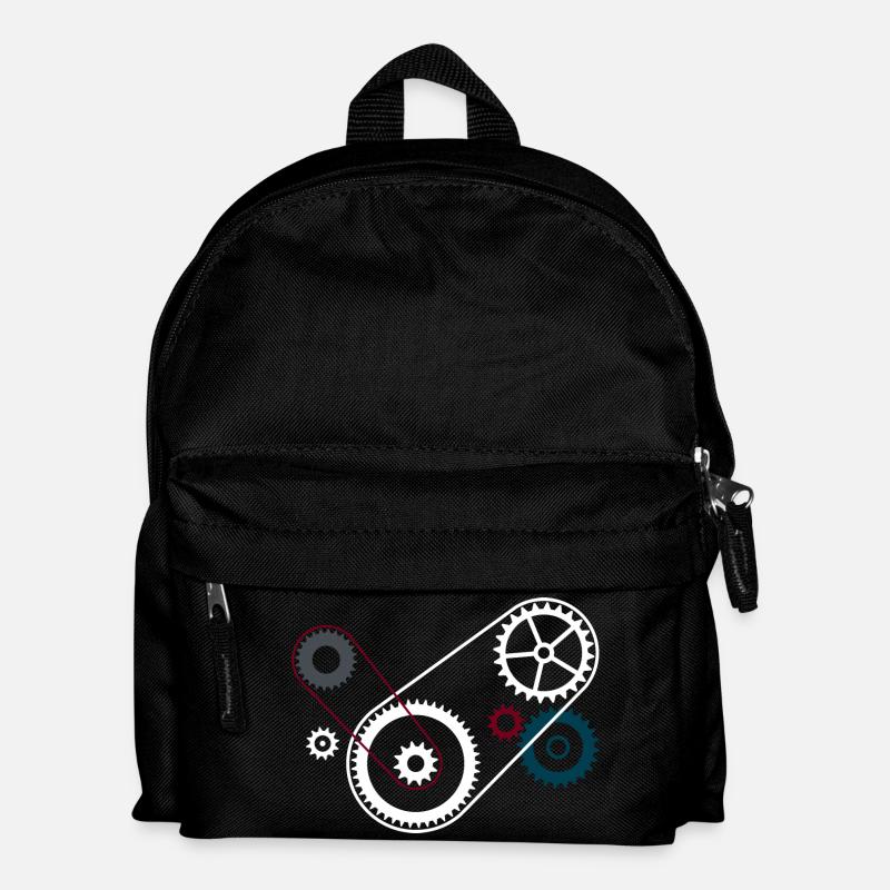 Zahnräder Getriebe Motorblock - Kinder Rucksack - Schwarz