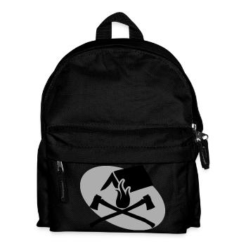 Axt Feuer Zelt Zelten Camping Geschenk - Kinder Rucksack - Schwarz - Vorne