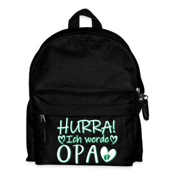 Hurra Ich werde Opa Schwangerschaft Baby Motiv - Kinder Rucksack - Schwarz - Vorne
