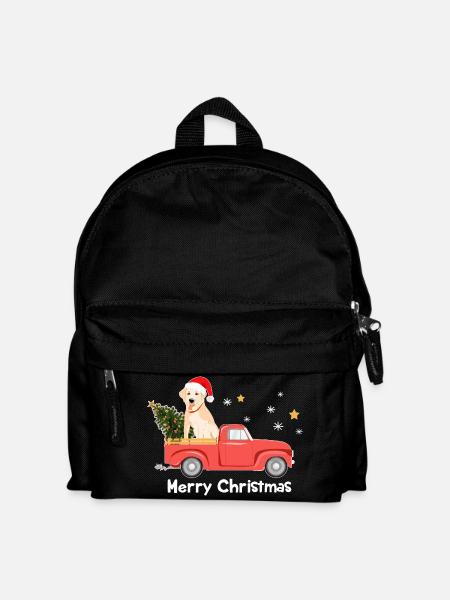Labrador Christmas Pickup Truck - Kids' Backpack - black