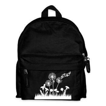 Dandelions silhouette on grass - Kids' Backpack - black - Front