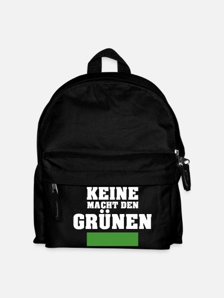 Anti Grüne Gegen die Grünen Keine Macht den Grünen - Kinder Rucksack - Schwarz