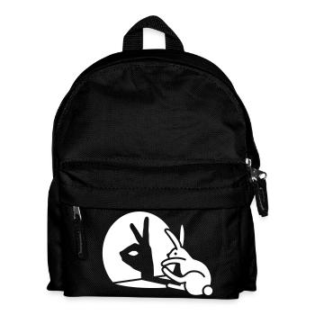 Funny Rabbit hand shadow puppets humor pop art - Kids' Backpack - black - Front