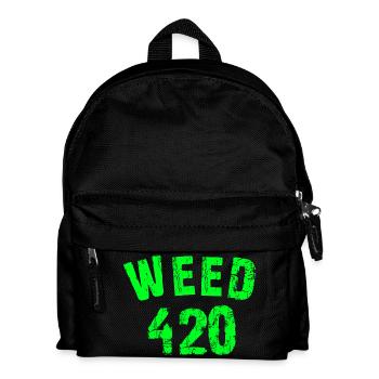 Legendäres 420 Motiv in Neon Grün - Kinder Rucksack - Schwarz - Vorne
