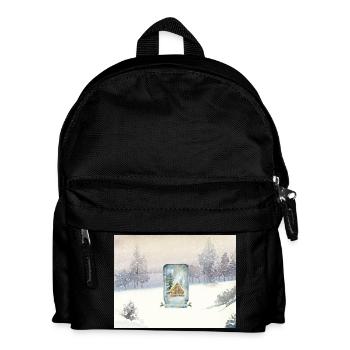 Winterhüttenweihnacht Winter Cabin Christmas - Kinder Rucksack - Schwarz - Vorne