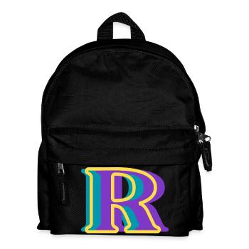 Mehrfarbiger Buchstabe r - Kinder Rucksack - Schwarz - Vorne