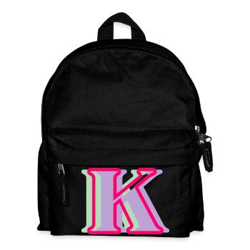 Mehrfarbiger Buchstabe k - Kinder Rucksack - Schwarz - Vorne