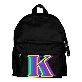 Mehrfarbiger Buchstabe k - Kinder Rucksack - Schwarz - Vorne