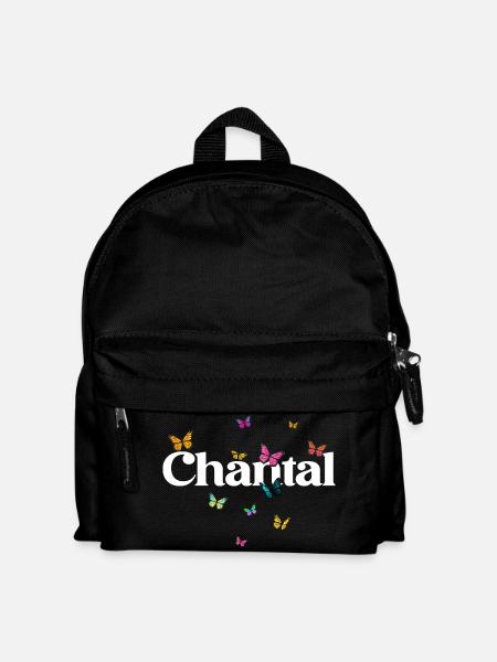 Beau prénom de fille avec des papillons CHANTAL - Sac à dos Enfant - noir