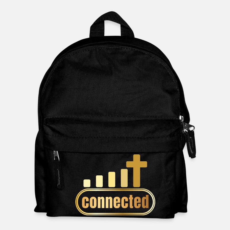 Connected - Kreuz - gold - christlich - Kinder Rucksack - Schwarz
